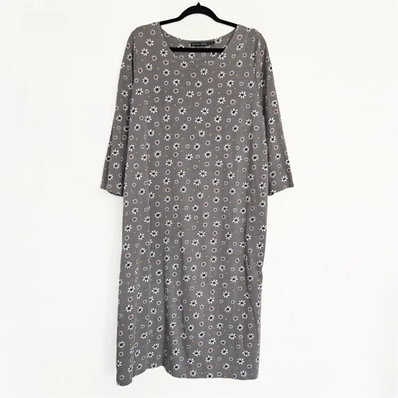 Gudrun Sjödén Floral Jersey Gray White Yellow Dress, XL - Picture 2 of 12